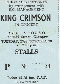 King Crimson - Colin Scott - 23/10/1973