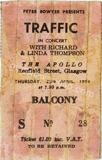 Traffic - Richard and Linda Thompson - 25/04/1974