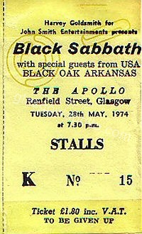 Black Sabbath - Black Oak Arkansas - 28/05/1974