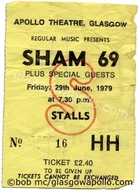 Sham 69 - The Valves - 29/06/1979